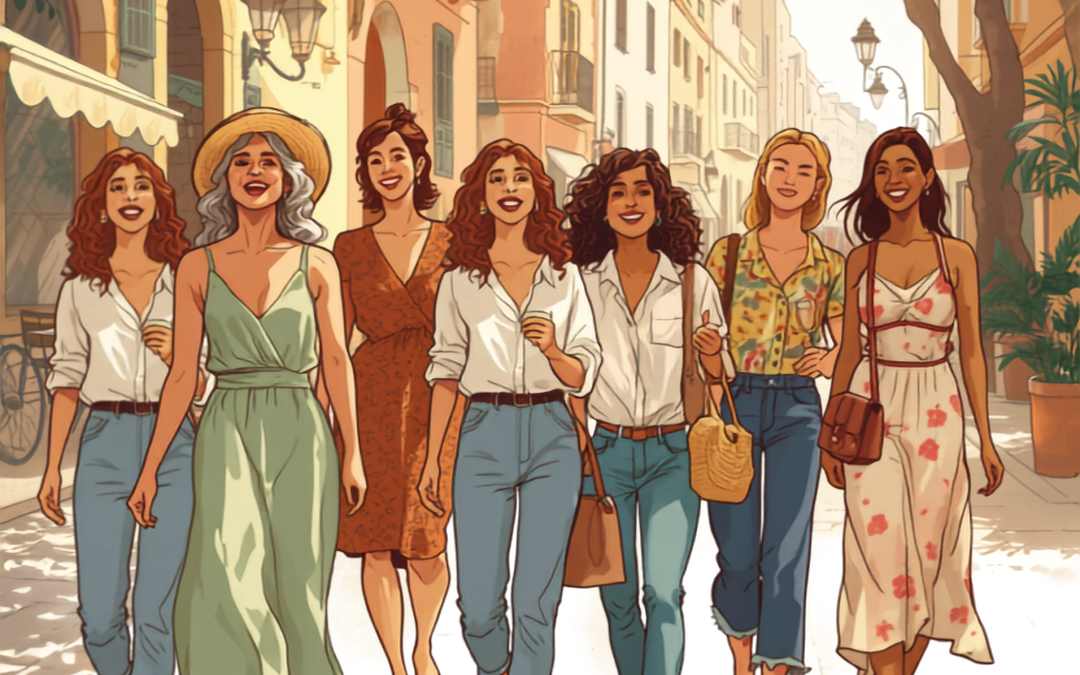 Amigas paseando por Vilanova i la Geltrú